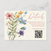 Wildflower Wilde Bloem QR Code Bruiloft Details Informatiekaartje (Voorkant)