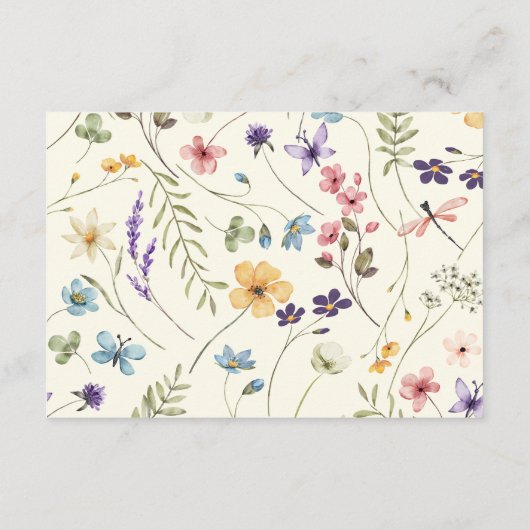 Wildflower Wilde Bloem QR Code Bruiloft Details Informatiekaartje (Achterkant)