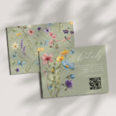 Wildflower Wilde Bloem QR Code Bruiloft Details Informatiekaartje
