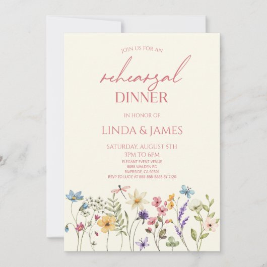 Wildflower Wilde Bloem Repetitie Diner Kaart (Voorkant)