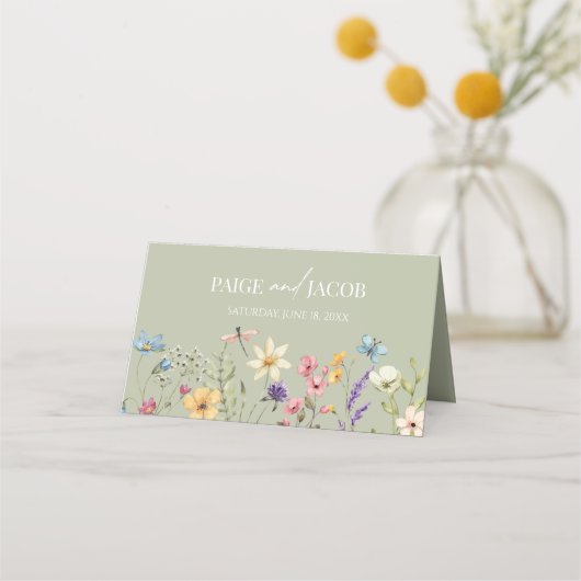 Wildflower Wilde Bloemen Bloemen Bloemen Bruiloft Plaatskaartje (Achterkant)