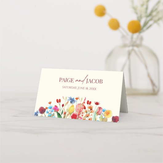 Wildflower Wilde Bloemen Bloemen Bloemen Bruiloft Plaatskaartje (Achterkant)