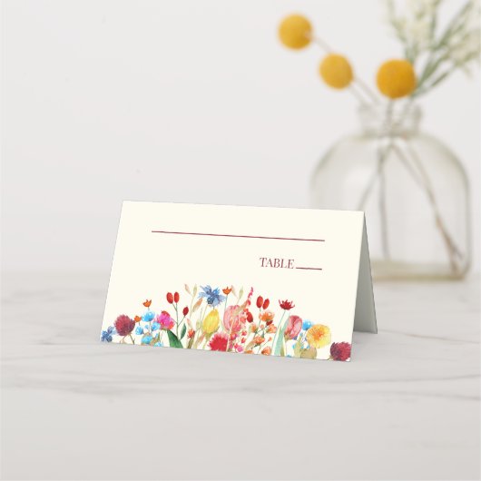 Wildflower Wilde Bloemen Bloemen Bloemen Bruiloft Plaatskaartje (Voorkant)