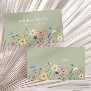 Wildflower Wilde Bloemen Bloemen Bloemen Bruiloft Plaatskaartje
