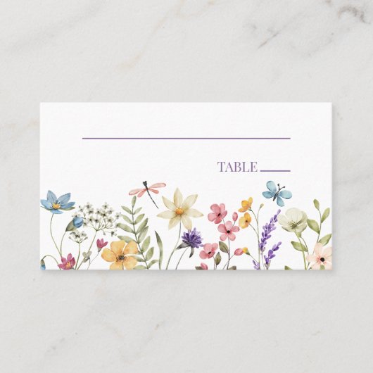 Wildflower Wilde Bloemen Bloemen Bloemen Bruiloft Plaatskaartje (Voorkant)