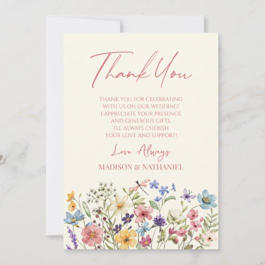 Wildflower Wilde Bloemen Bloemen Bloemen Tuin Aang Bedankkaart (Voorkant)