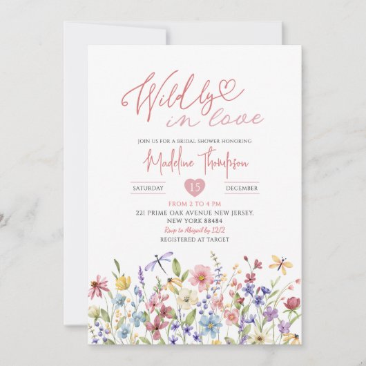 Wildflower Wildly in Love Vrijgezellenfeest Kaart (Voorkant)