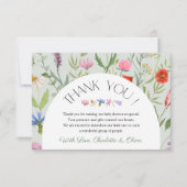 Wildflower Witte Bloemen Baby shower Dank u kaart (Voorkant)