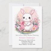 Wildflower Wonderland Bunny Meisje Baby shower Kaart (Voorkant)