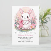 Wildflower Wonderland Bunny Meisje Baby shower Kaart (Staand voorkant)