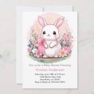 Wildflower Wonderland Bunny Meisje Baby shower Kaart