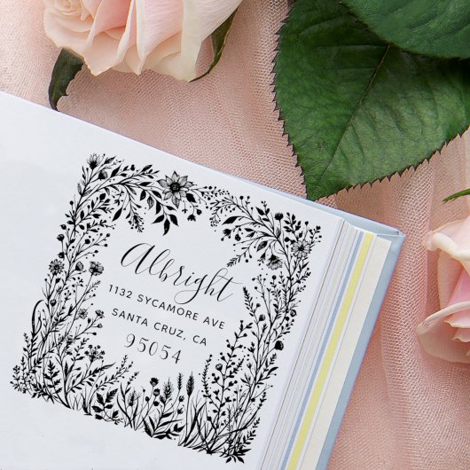 Wildflower Wonderland Familienaam Retouradres Rubberstempel