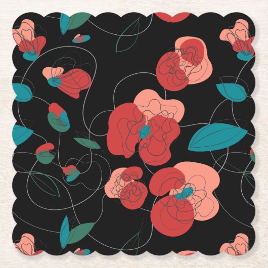 Wildflower Wonderland | Gestileerde Bloemen patroo Kartonnen Onderzetters (Voorkant)