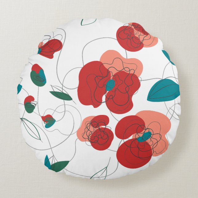 Wildflower Wonderland | Gestileerde Bloemen patroo Rond Kussen (Voorkant)