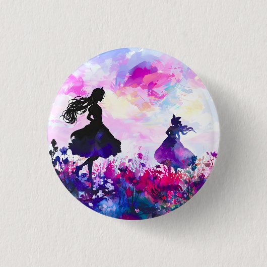 Wildflower Wonderland Waterverf Ronde Button 3,2 Cm (Voorkant)