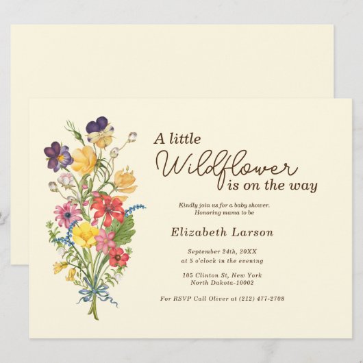 Wildflower Woodland Baby Shower  Kaart (Voorkant / Achterkant)