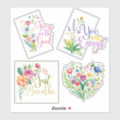 Wildflower Woorden & Hart Custom-Cut Vinyl Sticker (Vel)