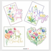 Wildflower Woorden & Hart Custom-Cut Vinyl Sticker (Vel)