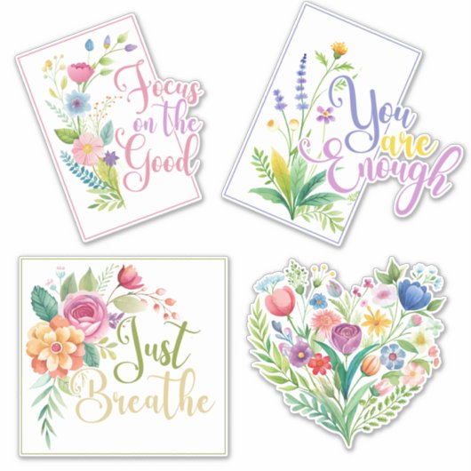 Wildflower Woorden & Hart Custom-Cut Vinyl Sticker (Voorkant)