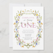 Wildflower wordt een zomermeisje 1e verjaardag kaart (Voorkant)