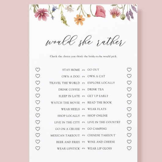 Wildflower Would She Rather Bruiloftsspel