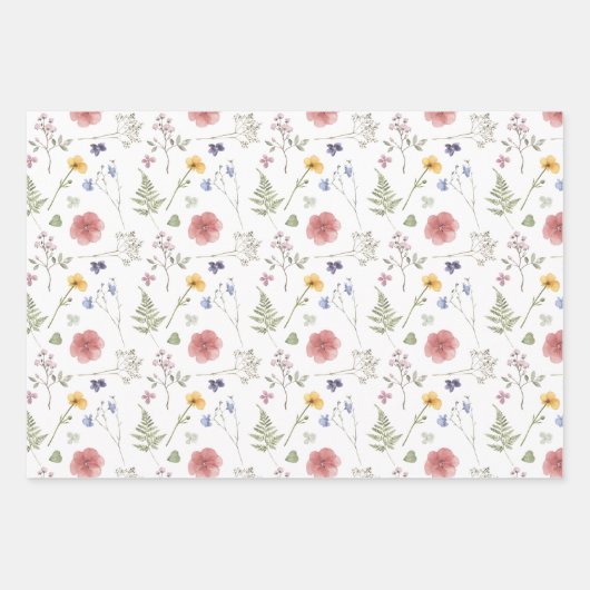 Wildflower Wrapping Paper Flat Sheet Set van 3 (Voorkant 2)