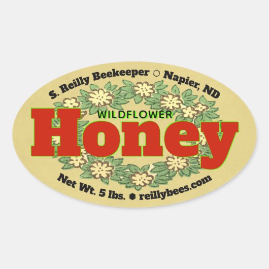 Wildflower Wreath Honey Jar Ovale Sticker (Voorkant)
