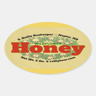 Wildflower Wreath Honey Jar Ovale Sticker