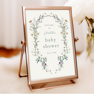 Wildflower Wreath Spring Baby shower Welkom Poster