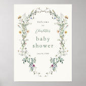Wildflower Wreath Spring Baby shower Welkom Poster (Voorkant)