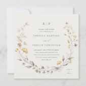 Wildflower Wreath Spring Wedding Invitation Kaart (Voorkant)