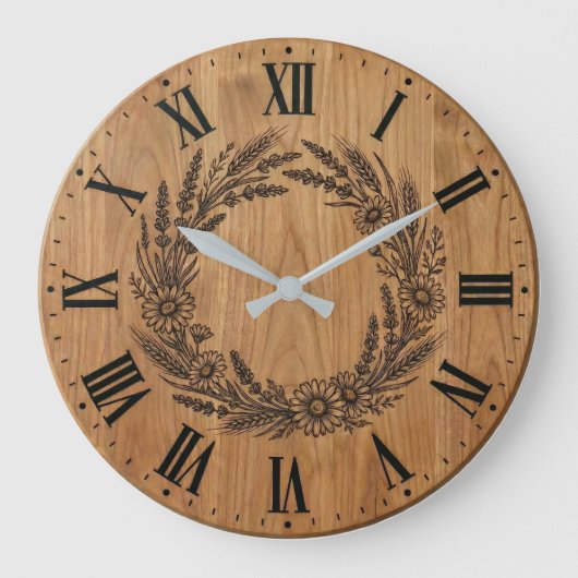 Wildflower Wreath wall clock | Farmhouse Decor Grote Klok (Voorkant)