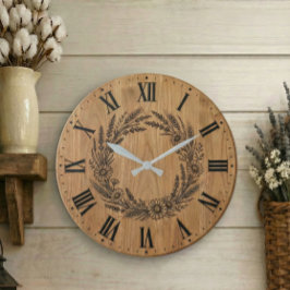 Wildflower Wreath wall clock | Farmhouse Decor Grote Klok