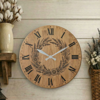 Wildflower Wreath wall clock |  Farmhouse Decor  Grote Klok