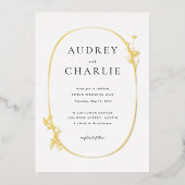 Wildflower Wreath Wedding Folie Uitnodiging (Voorkant)