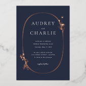 Wildflower Wreath Wedding Folie Uitnodiging (Voorkant)