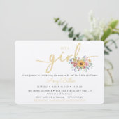 Wildflower Yellow Baby Shower Invitation Kaart (Staand voorkant)