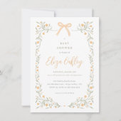 Wildflower & Yellow Bow Elegant Garden Baby shower Kaart (Voorkant)