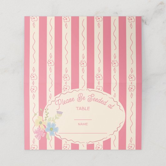 Wildflower zaad pakket trouwtafel nummer naam plaatskaartje (Buitenkant ongevouwen)