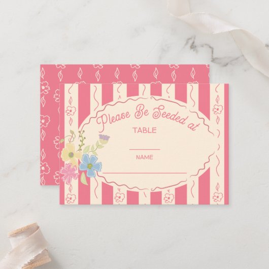 Wildflower zaad pakket trouwtafel nummer naam plaatskaartje (Voorkant / Achterkant in situ)