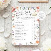 Wildflower zei hij, ze zei Vrijgezellenfeest spel Kaart