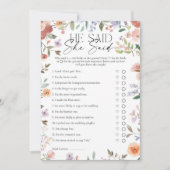 Wildflower zei hij, ze zei Vrijgezellenfeest spel Kaart (Voorkant)