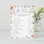 Wildflower zei hij, ze zei Vrijgezellenfeest spel Kaart (Staand voorkant)