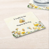 Wildflower Zo zoete bij Een 1e Bijendag Verjaardag Kartonnen Onderzetters (Schuin)
