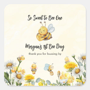 Wildflower Zo zoete bij Een 1e Bijendag Verjaardag Vierkante Sticker