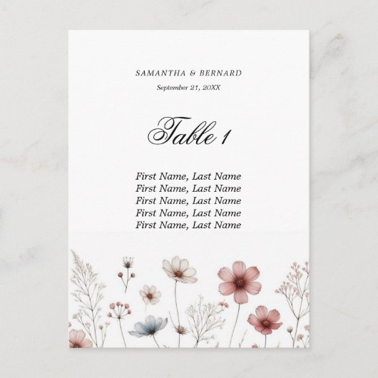 Wildflower zomer minimalistische zitgrafiek briefkaart (Voorkant)