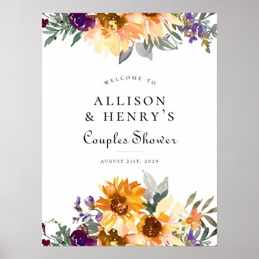 Wildflower zonnebloem koppels Vrijgezellenfeest te Poster (Voorkant)