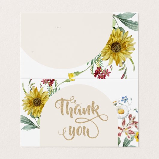 Wildflower zonnebloem vlinders dank u visitekaartje (Buitenkant ongevouwen)