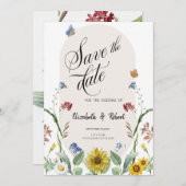 Wildflower zonnebloemvlinders slaan de datum op save the date (Voorkant / Achterkant)