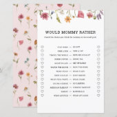 Wildflower Zouden mama liever baby shower spel (Voorkant / Achterkant)